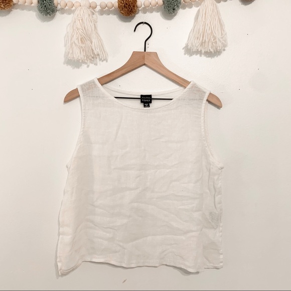 Eileen Fisher Tops - Eileen Fisher | white linen boxy cropped tank top